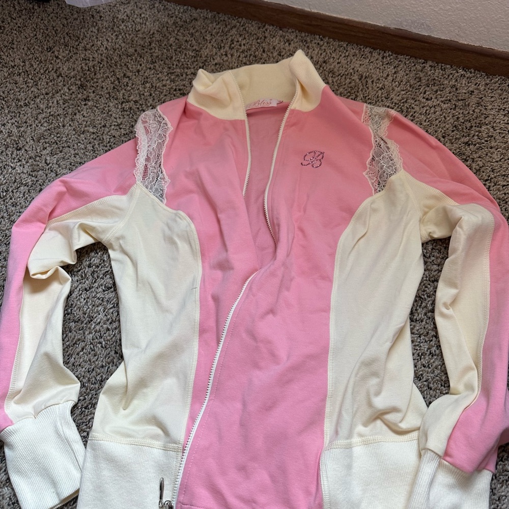 Bliss Pink and Cream Jacket with Lace Detail